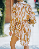 Joyner Zebra Print Button Down Shirt Dress - Burnt Orange - FINAL SALE Ins Street